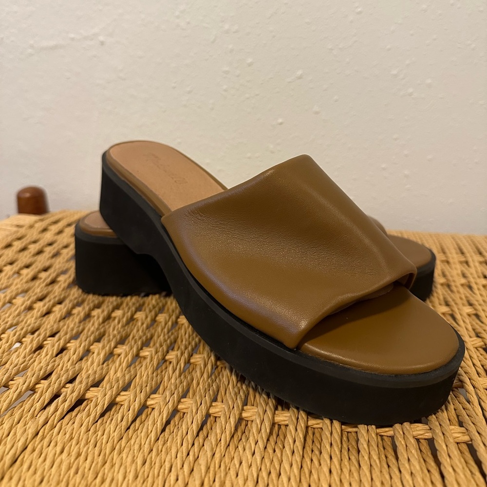 Madewell Tan Slip on Platform Sandals